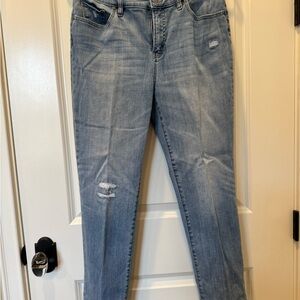 Chico’s distressed so slimming girlfriend jeans